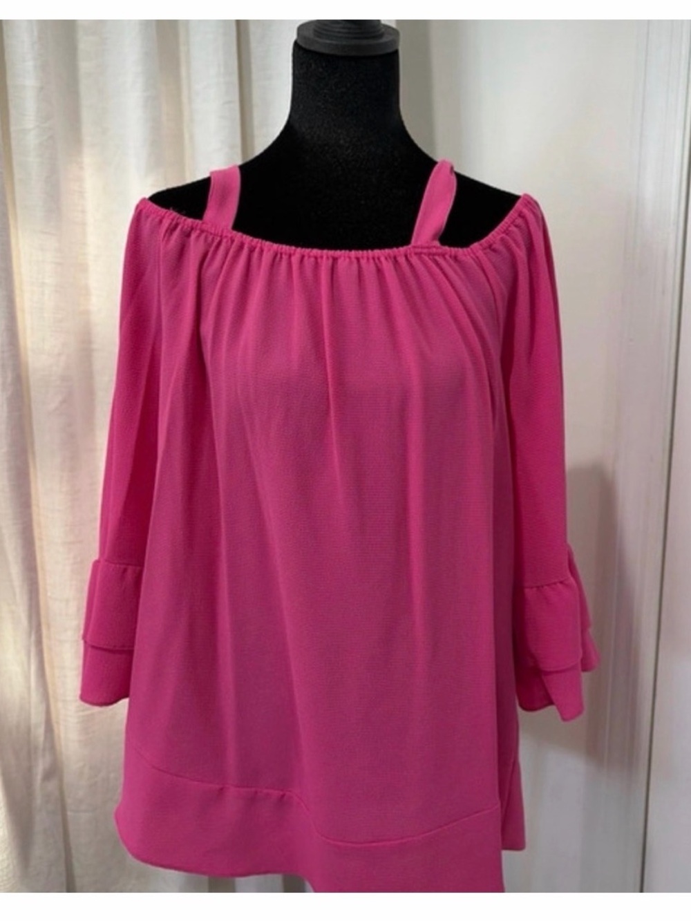 Neiman Marcus Hot Pink Off-Shoulder Tunic with Straps